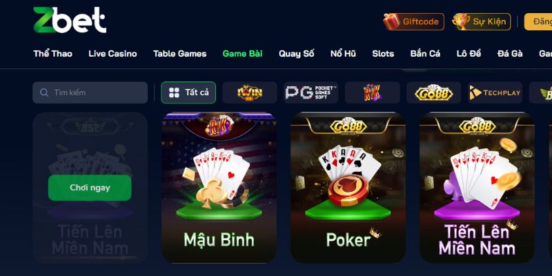 Hướng dẫn cách tham gia đặt cược sảnh game bài tại ZBET